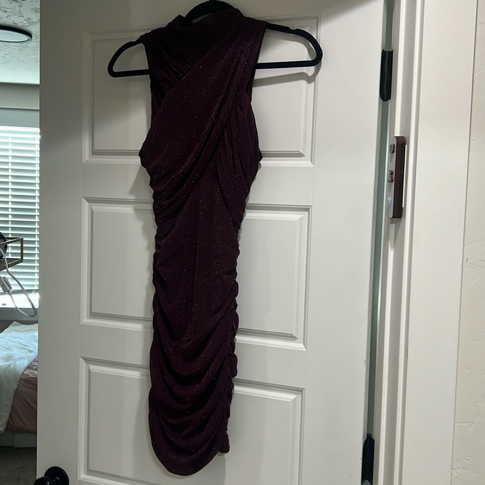 Buckle mini dress maroon